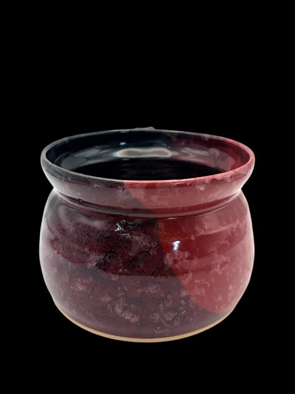 Callicutt Pottery Signed Artisan Soup Mug Bowl Red Black Studio Pottery 16 oz